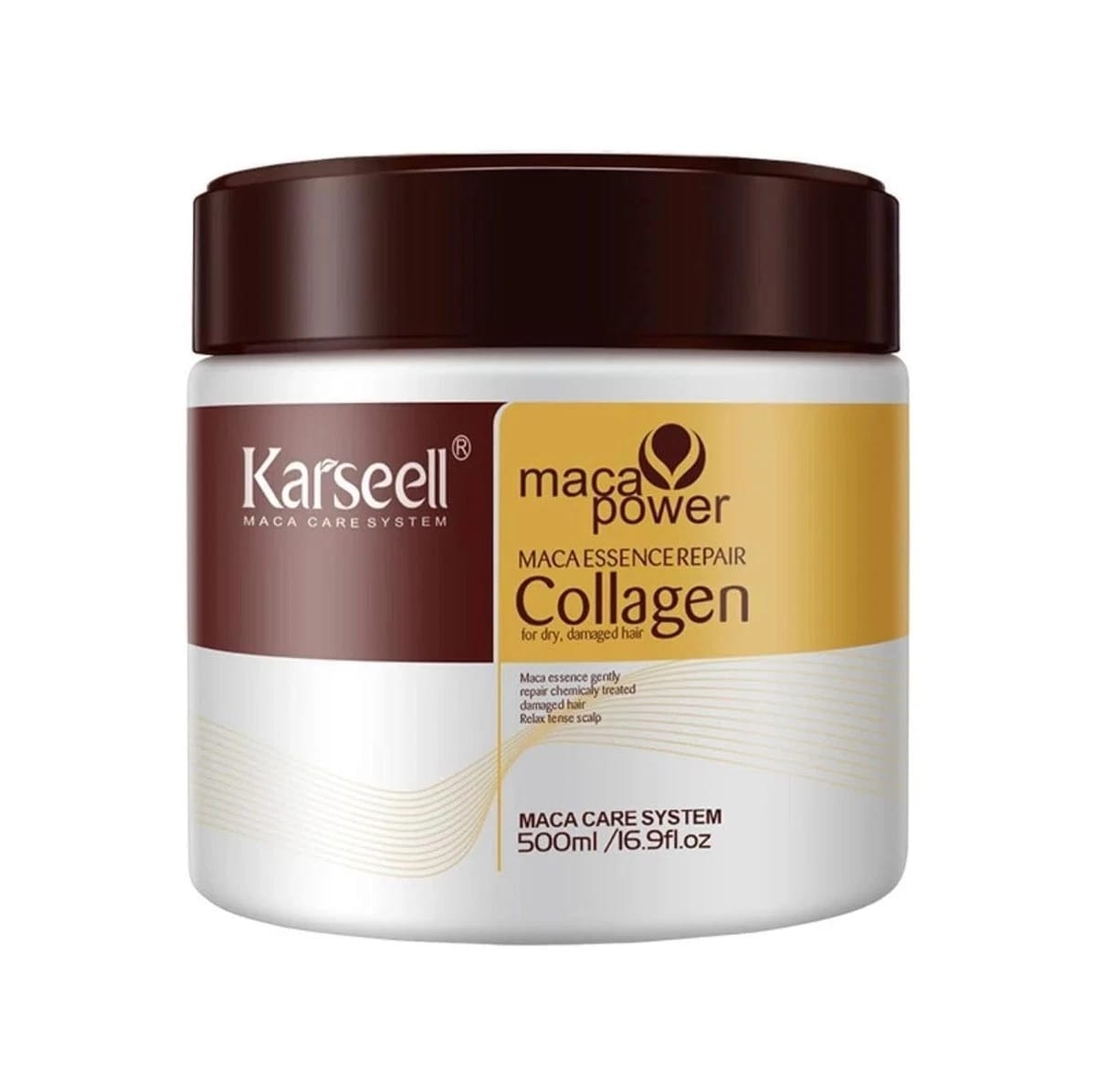 Karseell Maca Power Collagen Hair Mask 500ml / 16.9oz – Deep Repair Treatment for Dry & Damaged Hair – Salon Professional Care